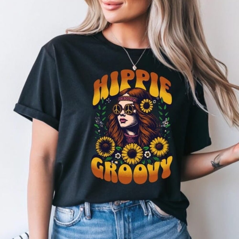 Vibrant Sunflower T-Shirt, Boho Floral Garden Graphic Tee
